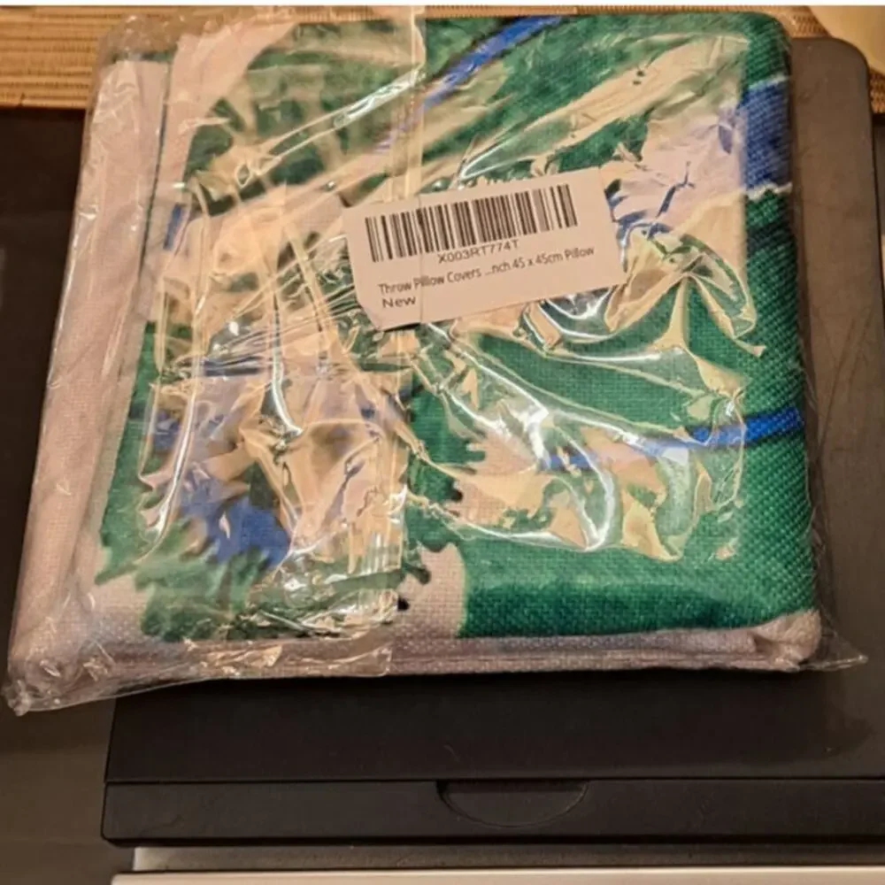 Zippered Blue Green Floral Throw Pillow Case Cover 45cm x45cm